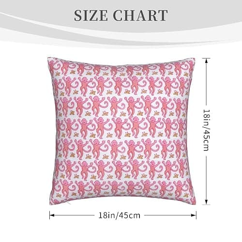 Dycica Pink Rabbit Monkeys Pillow Case Square Soft Pillowcase Throw Pillow Cover Home Decor for Living Room Sofa Car Cushion Cover 18''X 18'' thumbnail 3