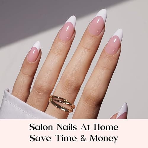 Beetles X Press Plus Gel Nails Kit - Peachy French | Pink Medium Almond French Tip Press On Nails | 210Pcs 15 Sizes All-in-One Kit With Nail Glue,Remover,Builder Top Coat,Nail Lamp Gift For Fall Nails thumbnail 4