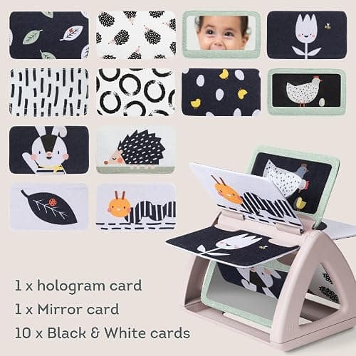 Taf Toys Black & White Rattling Spinning Book High Contrast Newborn Baby Toy 0-6 6-12 Months with Mirror for Visual Stimulation, Tummy Time & Early Cognitive Development, Montessori Learning Activity - Black & White Spinning Book thumbnail 3