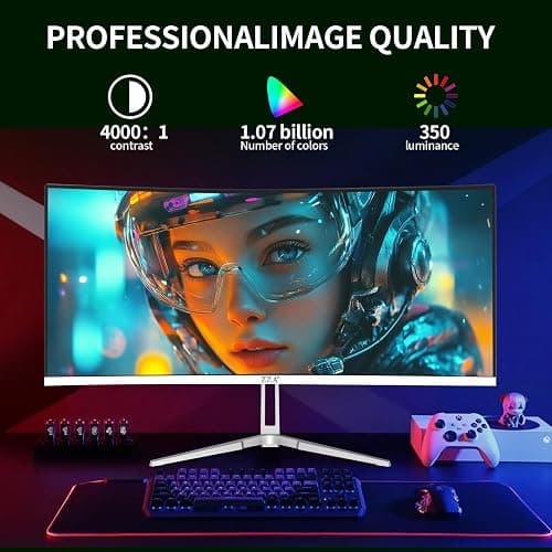 ZZA UltraWide 34 Inch Curved Monitor 1500R PC Screen 180hz Refresh Rate WQHD 3440x1440 Computer Gaming Monitor VA PanelAMD FreeSync Premium | HDR10 | 99% sRGB | VESA thumbnail 7