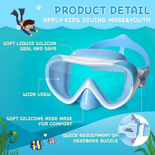 Kids Swim Goggles with Nose Cover 180° Panoramic Child Diving Mask Anti-Fog Swim Mask Swimming Goggles for Kids 4-15 thumbnail 4