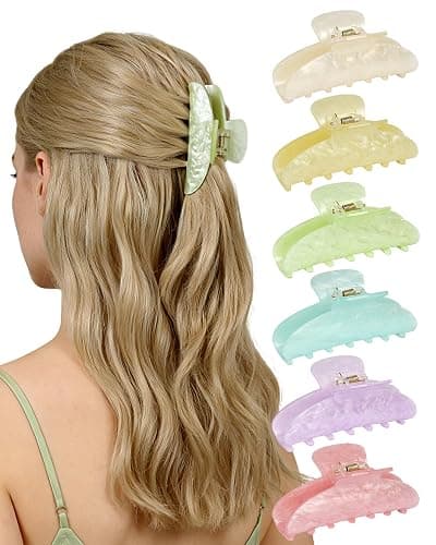 6 Pcs Cute Hair Claw Clips for Women Girls, Strong Hold Hair Jaw Clips, Non-Slip Hair Accessories Acrylic Resin Hair Clips. - Image 1