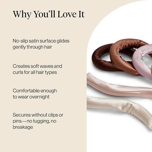 Kitsch Satin Heatless Hair Curlers – No Heat Hair Curlers to Sleep In for Overnight Curls – Soft Heatless Curling Rods for Women with Short & Long Hair - Alternative to Heat Styling – 6 pcs, Rosewood thumbnail 7
