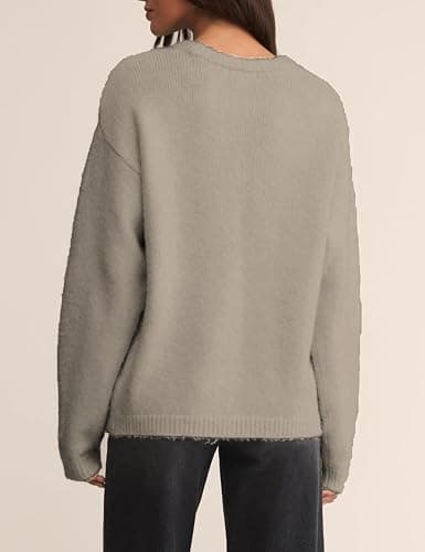 Antnation Womens Soft Fuzzy Knit Sweater Oversized Cozy Pullover Jumper Long Sleeve Casual Crewneck Sweater thumbnail 4