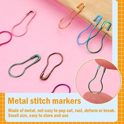 Kollase Stitch Markers, 300 pcs Crochet Markers, Metal Stitch Markers for Crocheting, Crochet Accessories and Supplies, Stitch Markers for Knitting and Crocheting, Safety Pins for Fabric and Paper thumbnail 5