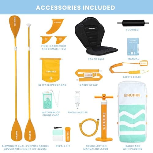 HUIIKE Inflatable Paddle Board for Adults with Accessories Included, Oar, Fins, Pump. Stand Up Paddleboard Great Stability and Resistance. 10’ x 33" x 5.9", Maximum Load 286 lb thumbnail 3