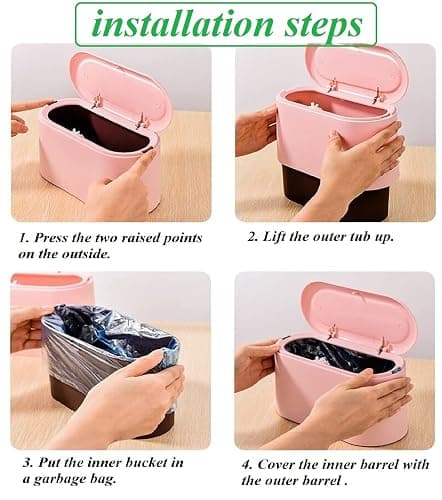 LTWQLing Mini Trash Can with Lid - Removable Small Garbage Can, Tiny Plastic Trash Bin, Pop Up Countertop Wastebasket, Counter Garbage Lint Bin for Bathroom,Office,Kitchen,Desk,Coffee Table(Sky Blue) thumbnail 8
