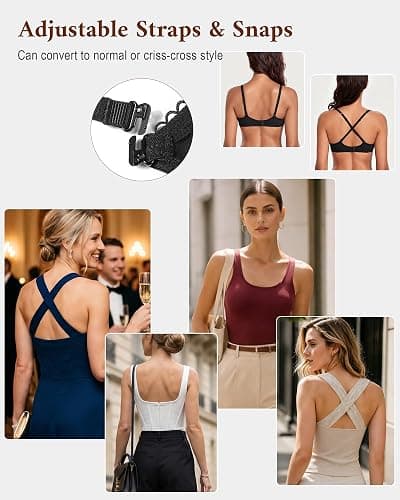 Lemorosy Women's Balconette Push Up Bra Unlined Non-Padded Half Cup Lace Sheer Underwire thumbnail 2