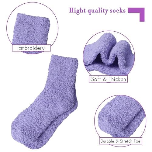 6 Pairs Womens Fuzzy Socks Winter Warm Soft Cozy Fluffy Microfiber House Sleeping Slipper Socks Christmas Gifts thumbnail 3