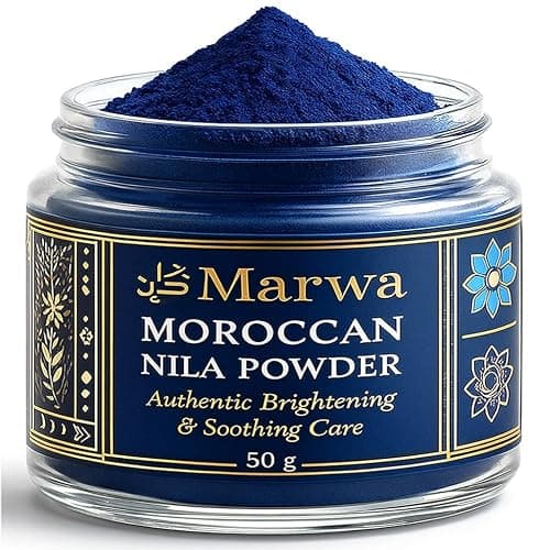 Dar Marwa Moroccan Nila Powder | 100% Pure Saharan Indigo | Brightens & Evens Skin Tone | Face & Body Blue Clay Mask | Traditional Moroccan Skincare | 1.7 Oz - Image 1