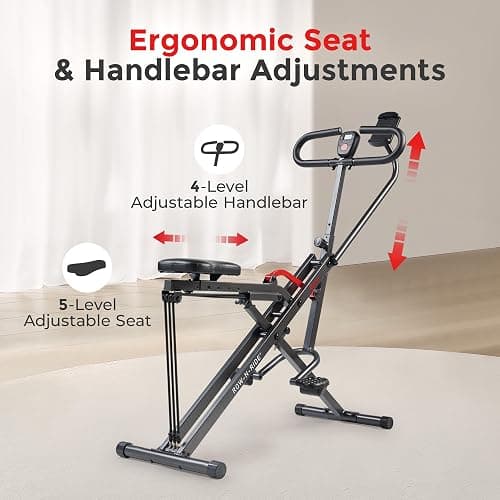 Sunny Health & Fitness Smart Upright Row-N-Ride Trainer w/Adjustable Resistance & 330LB Weight Capacity, Foldable Home Exercise Equipment for Arm, Glute & Leg Training, Free SunnyFit App Connection thumbnail 7