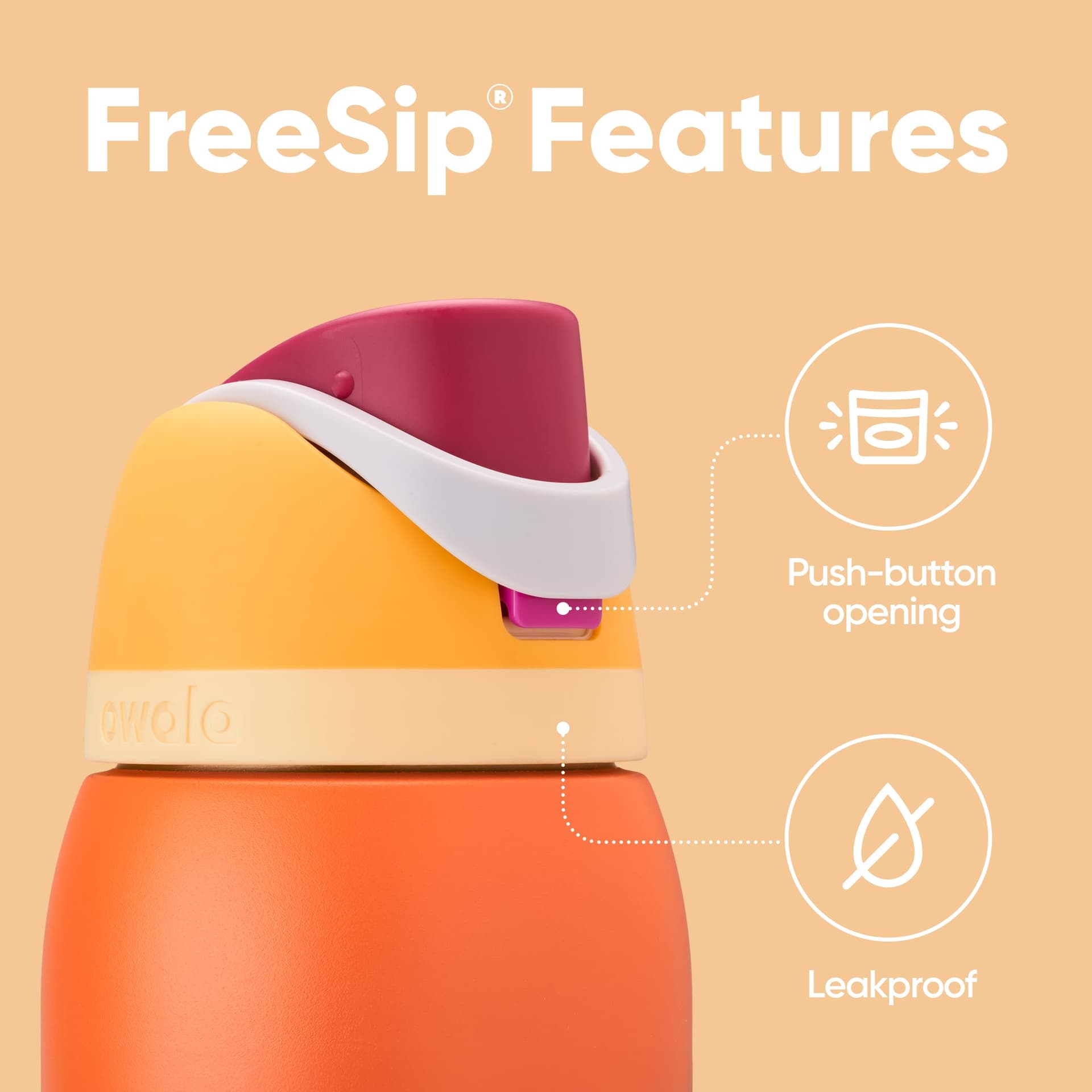 Owala FreeSip Insulated Stainless Steel Water Bottle with Straw for Sports, Travel, and School BPA-Free Sports Water Bottle, 24 oz, Citrus Crush thumbnail 3