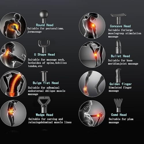 Elefor Massage Gun Deep Tissue,Percussion Back Massager Gun for Athletes Muscle Massage Gun for Pain Relief with 8 Massage Heads & 20 Speeds (Matte Black) thumbnail 7