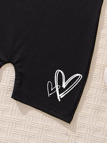 SweatyRocks Girl's 2 Piece Outfits Cut Out Short Sleeve Crop Top and Heart Print Cami Short Jumpsuit Set - 10Y - Multicolor thumbnail 5