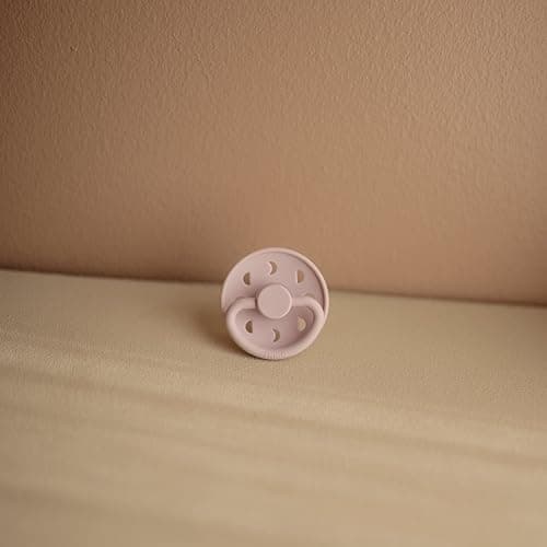 FRIGG Moon Natural Rubber Baby Pacifier | Made in Denmark | BPA-Free (Soft Lilac/Daffodil, 0-6 Months) 2-Pack thumbnail 4