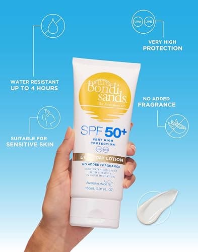 Bondi Sands Fragrance Free Sunscreen Lotion SPF 50+ | Non-Greasy Broad-Spectrum Formula Moisturises, Soothes, and Protects Skin, Water Resistant Up To 4 Hours + Cruelty Free | 150 mL/5.07 Oz thumbnail 3