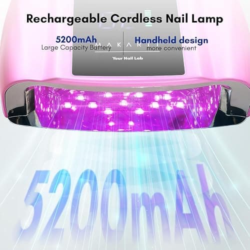 Makartt UV LED Nail Lamp with Handle for Gel Polish – Fast Curing UV Light Nail Dryer with 42 Beads 4 Timers Cordless Rechargeable Design LCD Touchscreen & Smart Sensor(Gradient Pink) thumbnail 4