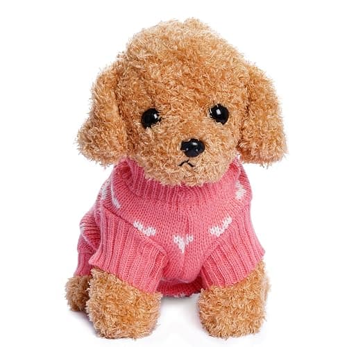 Dxhycc Dog Knitted Sweater Heart Puppy Sweater Warm Soft Pet Holiday Clothes for Small Cats and Dogs (Pink, S) thumbnail 5