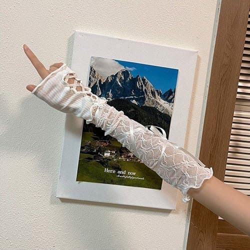 Tsffae Frauen Lolita Jk Spitze Fingerlose Handschuhe Gothic DIY Strapping Sleeve Kleidung Zubehör Elastische Mesh Punk Handschuhe Für Mädchen thumbnail 5