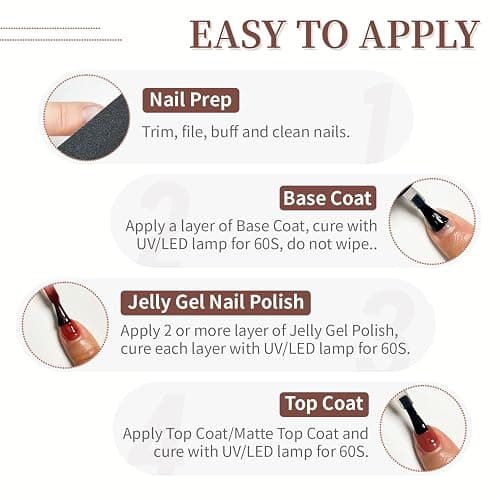 JODSONE 23PCS Gel Nail Polish Set 20 translucent Jelly Color Natural and Elegant Long Lasting Suitable for Home and Salon thumbnail 7