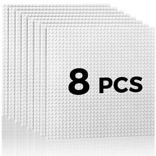 Etarnfly Classic Baseplates Building Plates-10" x 10" Building Boards,100% Compatible with All Major Brands and Activity Table, Creative Platforms Mats for Toy Bricks (White, 8 Pack) - Image 1