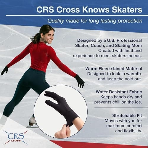 CRS Cross Padded Ice Skating Gloves. Warm Padded Protection for Figure Skating Testing, Practice, Dance Competitions, Roller Skaters and Cheerleading. thumbnail 6