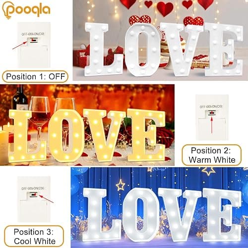 Pooqla LED Marquee Letter Lights, Warm White and Cool White Decorative Lighted Letters, Light Up Alphabet Letters for Boys Girls, Party, Wedding, Bar, Night Light, Birthday Decoration, Letter A thumbnail 3