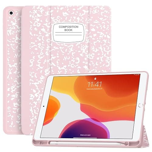 Soke Case for iPad 9th Generation 2021/8th Gen 2020/7th Gen 2019 with Pencil Holder - Premium Shockproof Case with Soft TPU Back Cover & Auto Sleep/Wake for iPad 10.2 Inch, Book Pink - Image 1
