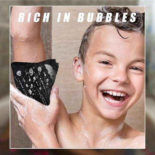 Tudomro 10 Pcs Exfoliating Washcloths Double Sided Man Wash Cloths Body Face Exfoliating Scrub Cloths for Shower Men Women(10 x 10 Inch,Black) thumbnail 3