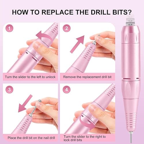 Professional Electric Nail Drill File:COSYGLOW Glitter Portable Cordless E-File Nail Drill Kit with 11 Drill Bits,30000 RPM Rechargeable Nail Drills Machine for Acrylic Nails Gel Polishing (Pink) thumbnail 8