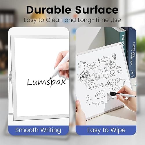 Lumspax Small Desktop White Board with Stand, 10" x 10" Double-Sided Silver Aluminium Frame Whiteboard for Kids, Mini Dry Erase Board for Home, Office, School thumbnail 7