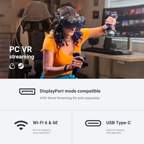 HTC Vive Focus Vision — Mixed Reality and PC VR Headset + Controllers — Consumer Edition | Standalone Plus Pc VR, 2448×2448 per Eye, 120 Degree FOV, 12GB RAM, Hot-Swap Battery, Eye and Hand Tracking thumbnail 3