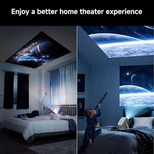[360°Adjustable Stand] Mini Projector with WiFi and Bluetooth: Electric Focus & Auto Keystone 1080p Supported, 15000L,Multi-Device Compatible Outdoor Phone Projector - Visulapex Portable Home Theater thumbnail 8