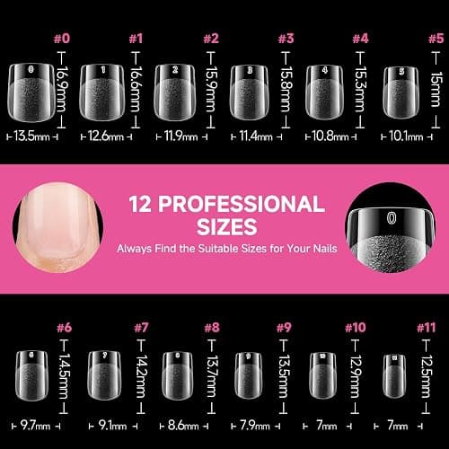 UNA GELLA Extra Short Square Nail Tips, 312pcs XS Square Gel Nail Tips | Soft Gel Full Cover Half Matte No Need File Acrylic Fake Nails for Nail Extension Home DIY Nail Salon 12 Sizes thumbnail 7
