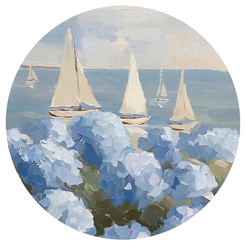KDHTY Coastal Blue Hydrangea Light Blue Mousepad,Girly Floral Mouse Pad Aesthetic Desk Accessories,Summer Travel Mouse Pad with Non-Slip Rubber Base,Coastal Desk Accessories for Women,8.7x8.7 in - Image 1