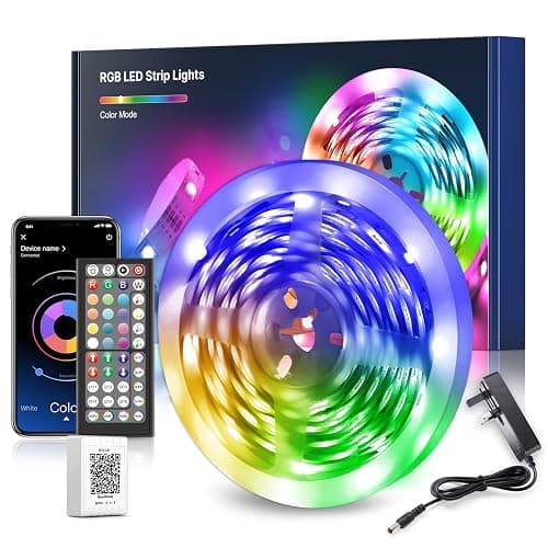 Nexillumi LED Strip Lights 10M, Bluetooth RGB Light Strips with Remote & App, Colour Changing Tape Lights, Music Sync Dimmable Lighting for Bedroom, Living Room, Kitchen, Ceiling & Party Decor - Image 1