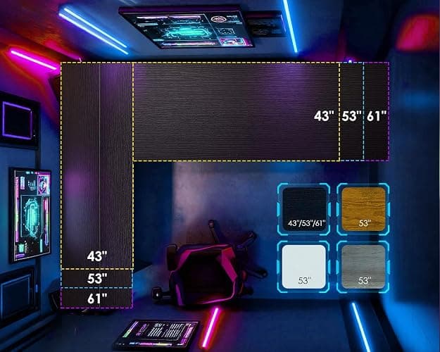 L Shaped Desk Gaming Desk with LED Light & Power Outlet thumbnail 7