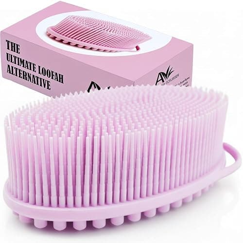 Avilana Premium Silicone Body Scrubber - Trusted Since 2017 - SGS Certified Food Grade Dual Sided Bath Brush, Quick-Dry Exfoliating Loofah Alternative, Massage Brush Sensitive Skin Women Men - Image 1