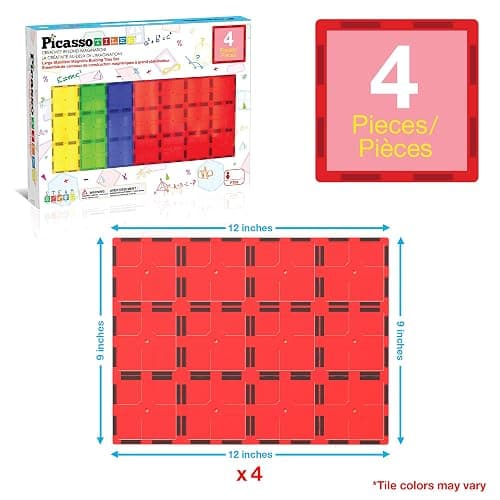 PicassoTiles Magnetic Building Block Tiles Supersize Stabilizer Base Toy Large Size Magnet Tile Plate Jumbo XL Add On Durable Foundation Compatible Education Construction STEM Learning Stacking Set thumbnail 3