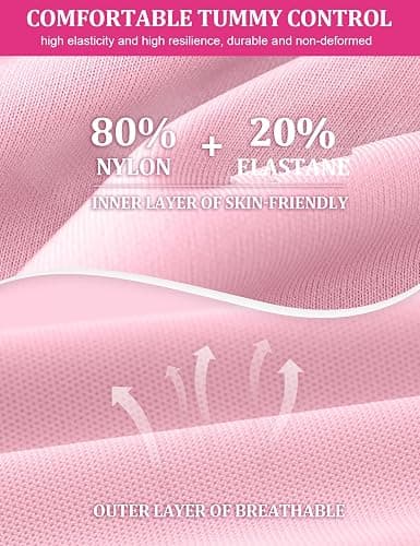 SHAPSHE Waist Trainer for Women, Tummy Control Sports Girdle, Workout Body Shaper with Adjustable Shoulder Strap - Pink - Small thumbnail 5