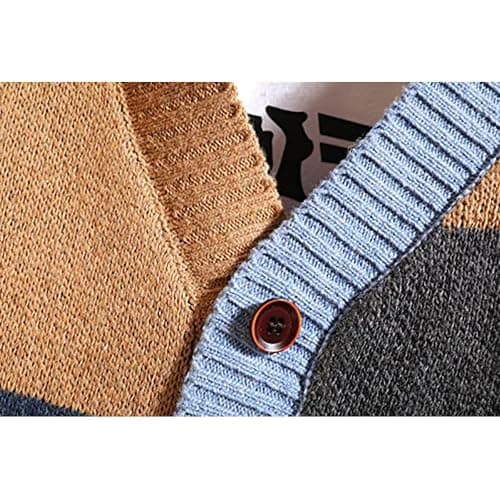 GURUNVANI Cardigan Sweater for Men Knitted Long Sleeve Sweaters with Buttons thumbnail 6