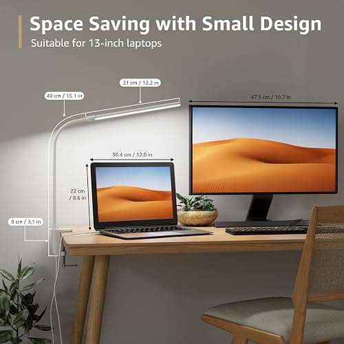 Lepro Small Desk Lamp with Clamp, LED Reading Lamps with 450LM, 3 Color Modes 10 Brightness, Dimmable USB Clip on Desk Light with Gooseneck Swing Arm for Nail, Home Office and Dorm (White) thumbnail 4