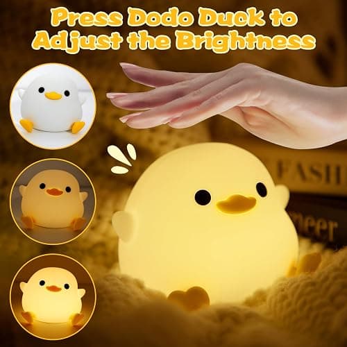 Pinlanuo Dodo Duck, Silicone Duck Night Light, Timing Function, Adjustable Brightness, USB Rechargeable, Soft Warm Light, Cute Night Lights Kids, Portable Baby Night Light, Gift for Kids Bedroom Decor - Dodo duck thumbnail 3