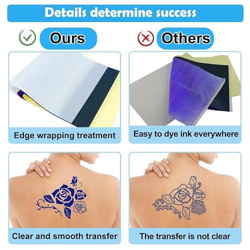 MOKOHOA Tattoo Transfer Paper, 100 Sheets Tattoo Stencil Paper, Stencil Paper for Tattooing- A4 Sizes, Tattoo Stencil Kit, Carbon Tracing Pape,4 Layers Thermal Transfer Paper DIY Tattoo thumbnail 4