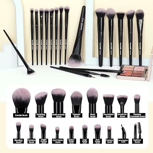 MAANGE Makeup Brush Set 38 Pcs Premium Synthetic Makeup Brushes For Foundation Powder Concealers Blush Eye shadows Make up Brushes Kits - Black thumbnail 4
