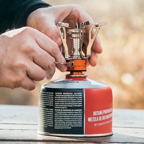 MalloMe Backpacking Stove - Portable Camping Stove - Small Backpack Camp Single Burner for Propane Butane Isobutane Fuel Canister - Mini Pocket Rocket Jet Boiler for Hiking & Gas Cooking thumbnail 4
