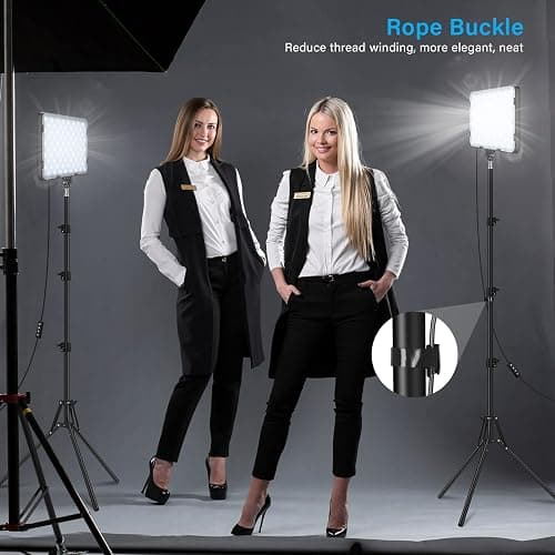 2 Pack LED Video Light with 63'' Tripod Stand, Obeamiu 2500-8500K Dimmable Photography Studio Lighting for Video Film Recording/Collection Portrait/Live Game Streaming/YouTube Podcast, USB Charger thumbnail 6