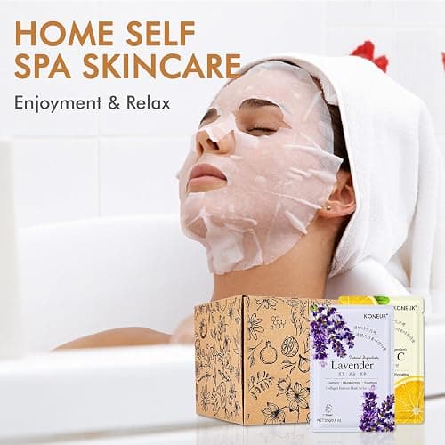 KONEUK 70 Pack Sheet Face Masks Skincare, Hydrating Face Masks Suitable for All Skin Types, Bulk Facial Mask Gifts Set for Women Skin Care, Home Skincare Spa for Sensitive Skin thumbnail 7