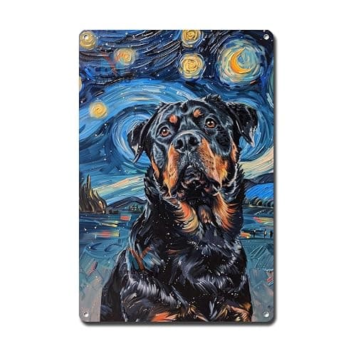 Vintage aluminum rottweiler starry night wall decor - Image 1