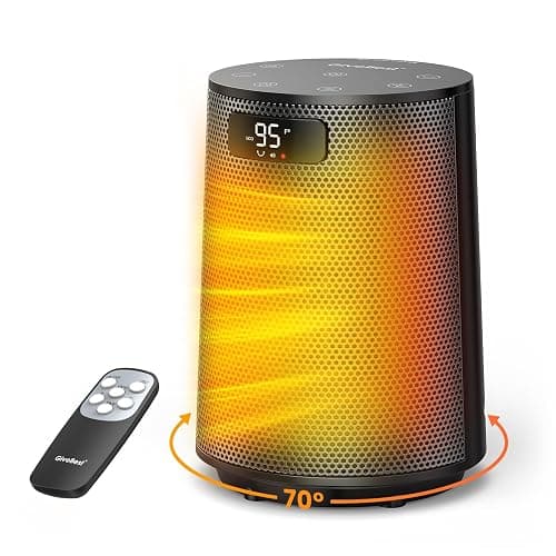 GiveBest Space Heater, Electric Portable Heaters for Indoor Use with Thermostat and Remote, 70°Oscillation, Digital Display, 12H Timer, 1500W PTC Ceramic Fast Safety Heat for Office Bedroom Home Desk - Image 1